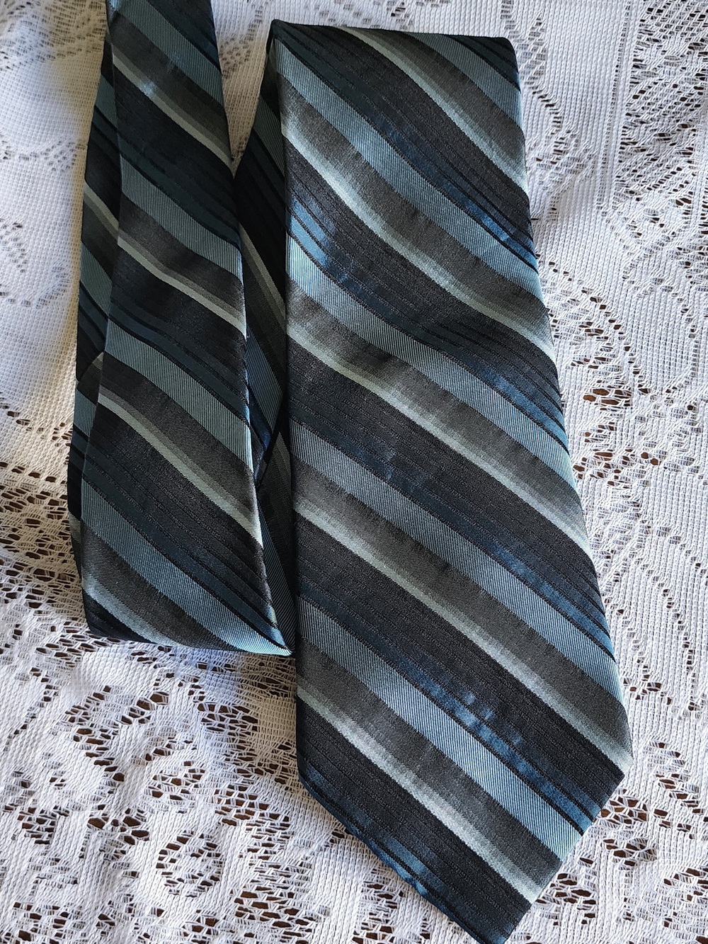 Stafford Blue and Black Striped Men's Tie